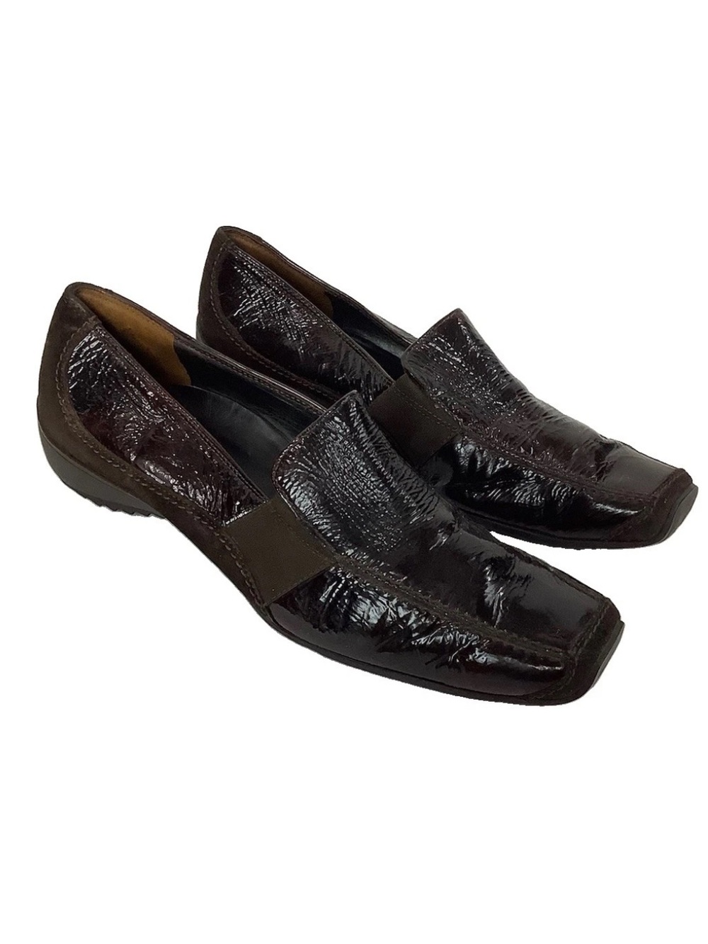 Paul Green Sz 8 Patent Leather Burgundy Sneaker Flats Funky Crinkled Look